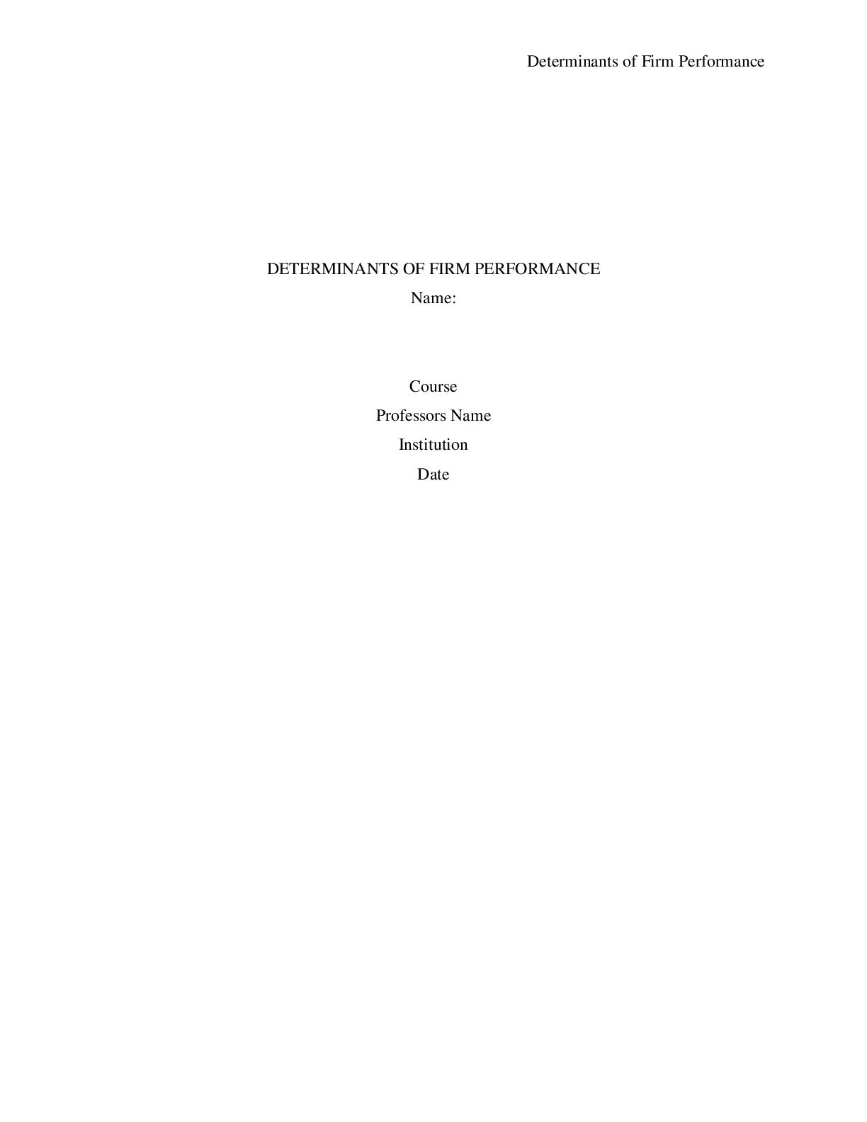 Preview image for Determinants of Firm Performance, the different factors ana